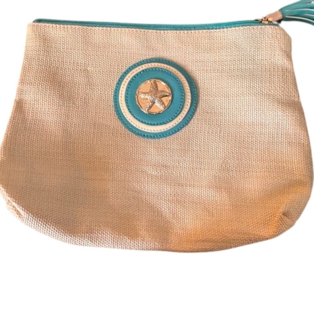 Bosum Buddy Turquoise Starfish Makeup Bag Coastal Beach Clutch